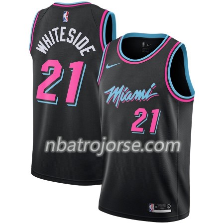 Män Miami Heat Tröja Hassan Whiteside 21 2018-19 Nike City Edition Svart Swingman